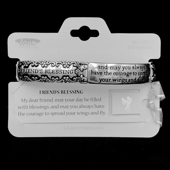 Friend’s Blessing Silver Inspirational Gift Stretch Bracelet - Picture 4 of 5
